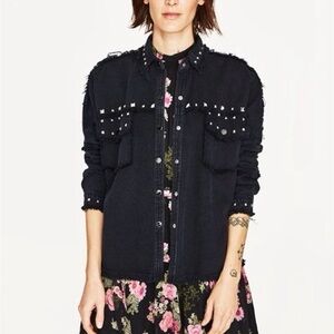 Zara oversized denim studded shacket